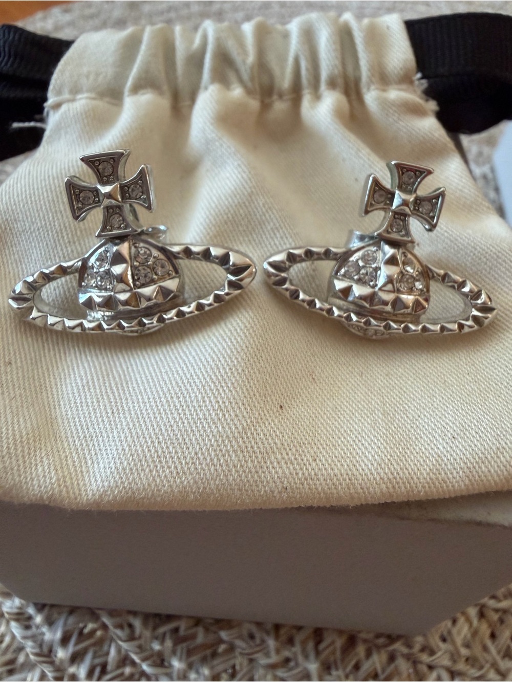 Vivienne Westwood Silver Orb Crystal Stud Earrings